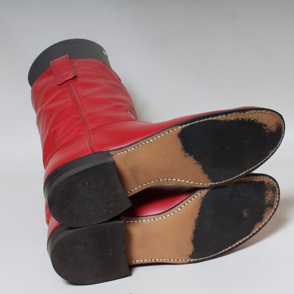 VTG Womens Texas Brand Boots Size 7.5 Medium Red Leather Cowgirl Western Boot - Picture 6 of 9
